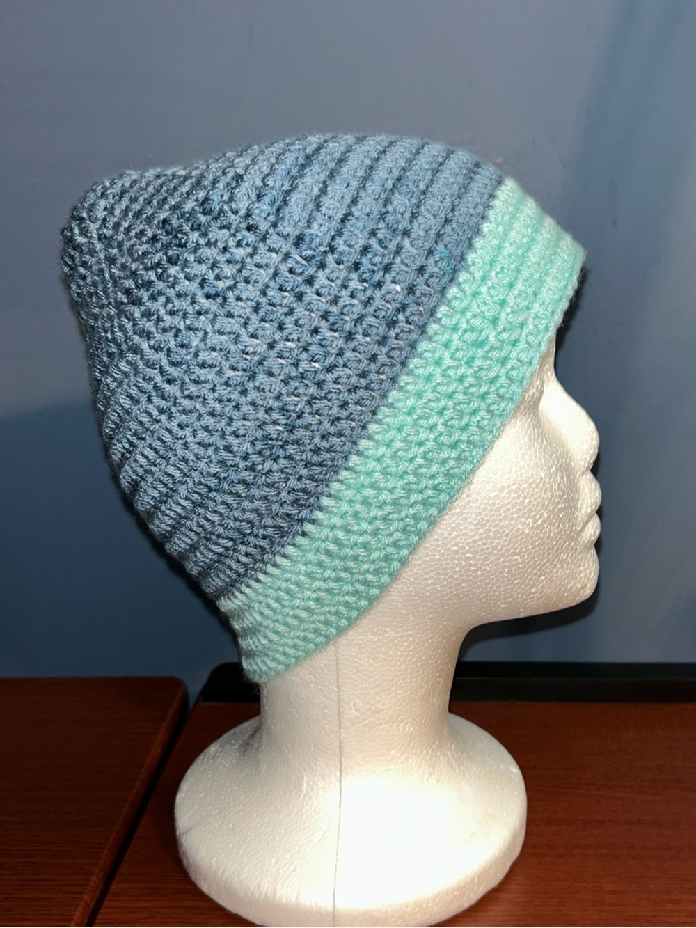 Two-Tone Blue crochet hat